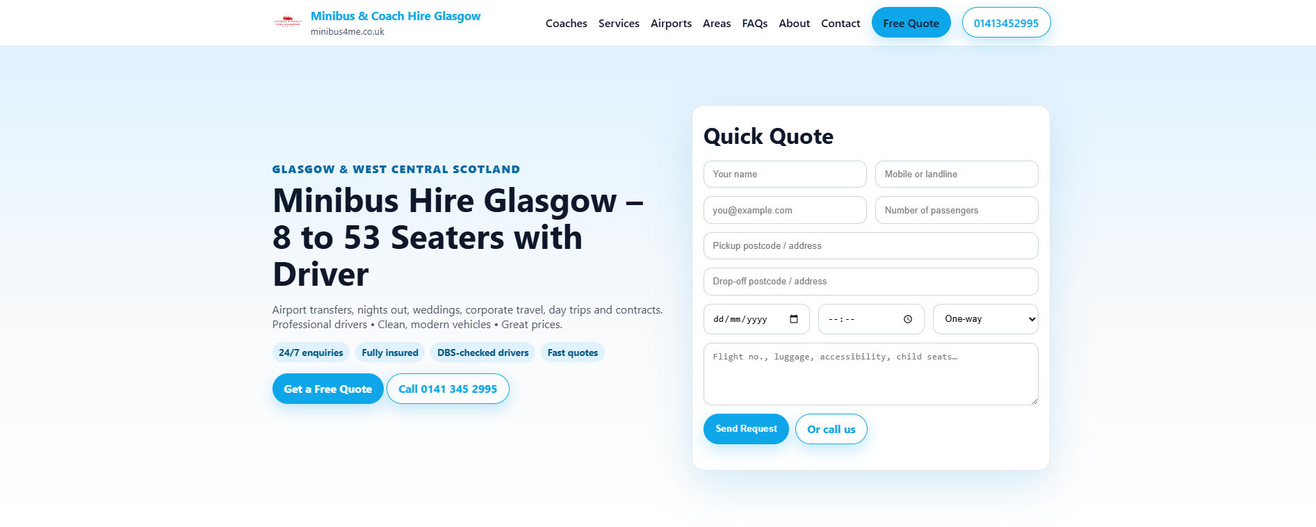 MiniBus4Me budget website for minibus hire in Glasgow
